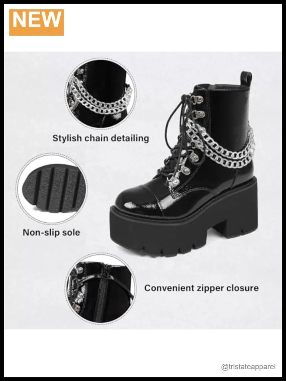 Women's Platform Ankle Boots Goth Combat Booties with Studded Details